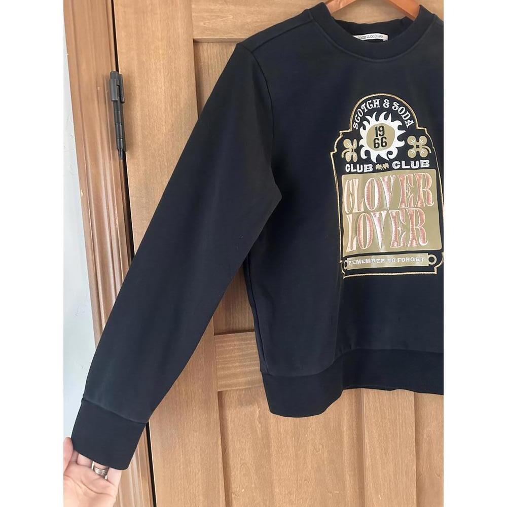 Scotch & Soda Embroidered Clover Lover Organic Cotton Graphic Sweatshirt Small - Picture 3 of 11